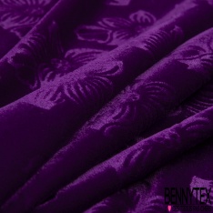 Velours polyester ras lisse petite laize uni pourpre foncé paillette argent parsemée