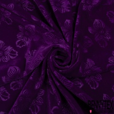Velours polyester ras lisse petite laize uni pourpre foncé paillette argent parsemée