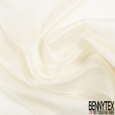 Organza de soie uni blanc naturel