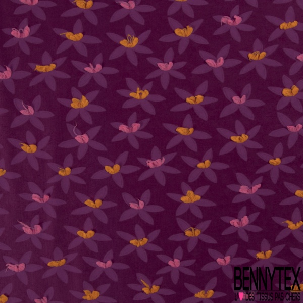 Polyamide élasthanne lingerie motif floral ton sur ton fusion d'or avec coeur de fils en relief de couleur