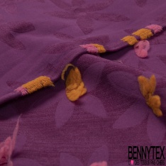 Polyamide élasthanne lingerie motif floral ton sur ton fusion d'or avec coeur de fils en relief de couleur