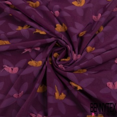 Polyamide élasthanne lingerie motif floral ton sur ton fusion d'or avec coeur de fils en relief de couleur