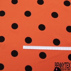 Crêpe polyester élasthanne imprimé gros pois noir fond émeraude