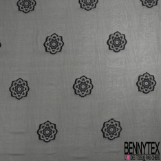 Mousseline soie viscose or de pépite lancée découpée motif géométrique lurex cuivre petite laize