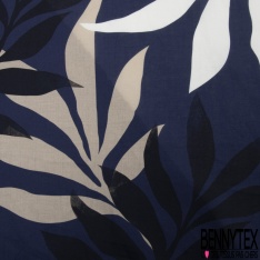Voile de coton motif losange esprit tie and die noir fond blanc cassé