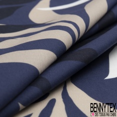 Voile de coton motif losange esprit tie and die noir fond blanc cassé