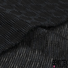 Mousseline soie viscose noir lancée découpée motif floral lurex canon de fusil