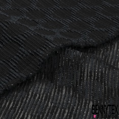 Mousseline soie viscose noir lancée découpée motif floral lurex canon de fusil