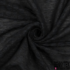 Mousseline soie viscose noir lancée découpée motif floral lurex canon de fusil