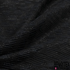 Mousseline soie viscose noir lancée découpée motif floral lurex canon de fusil
