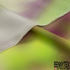 Crêpe viscose imprimé tie and die pomme prune limonade blanc discret