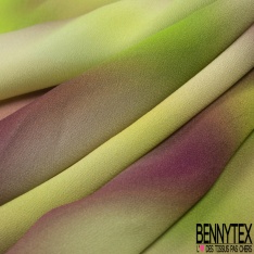 Crêpe viscose imprimé tie and die pomme prune limonade blanc discret