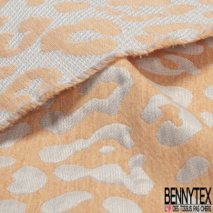 Jacquard coton motif léopard noisette champ de glace