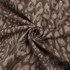 Jacquard coton motif léopard champ de glace blush crémeux