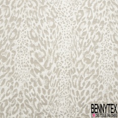 Jacquard coton motif léopard palmier du désert pêche des tropiques