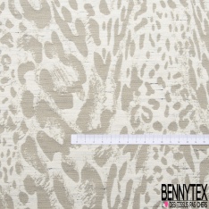 Jacquard coton motif léopard palmier du désert pêche des tropiques