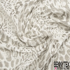 Jacquard coton motif léopard palmier du désert pêche des tropiques