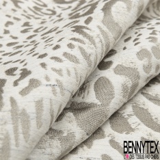Jacquard coton motif léopard palmier du désert pêche des tropiques