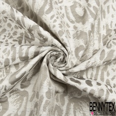 Jacquard coton motif léopard palmier du désert pêche des tropiques