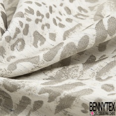 Jacquard coton motif léopard palmier du désert pêche des tropiques