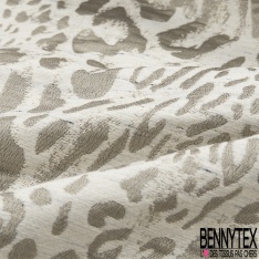 Jacquard coton motif léopard palmier du désert pêche des tropiques