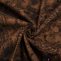 Polyamide élasthanne lingerie motif tortue brume corail noir