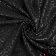 Brocard souple haute couture viscose soie motif géométrique entremêlé ton sur ton bleu insigne