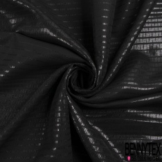 Brocard souple haute couture viscose soie motif géométrique entremêlé ton sur ton noir