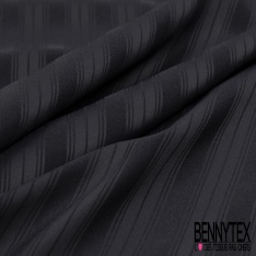 Polyamide élasthanne lingerie motif rayure verticale ton sur ton noir