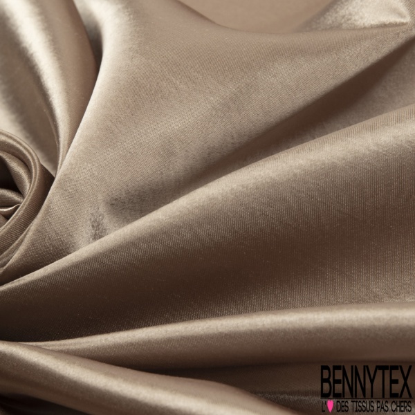 Doublure semi rigide satinée polyester uni noisette givrée