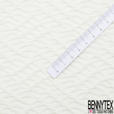 Dentelle polyamide élasthanne ajourée gaufrée fantaisie ton sur ton blanc optique