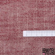 Coupon 3m Lin coton viscose imprimé petite fleur fond chiné rouge blanc