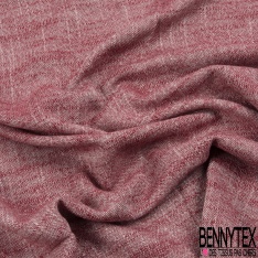 Coupon 3m Lin coton viscose imprimé petite fleur fond chiné rouge blanc