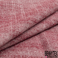 Coupon 3m Lin coton viscose imprimé petite fleur fond chiné rouge blanc