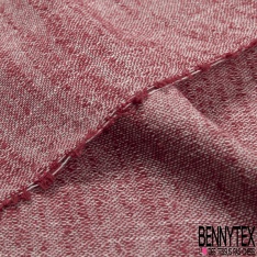 Coupon 3m Lin coton viscose imprimé petite fleur fond chiné rouge blanc
