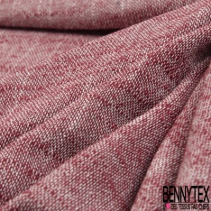 Coupon 3m Lin coton viscose imprimé petite fleur fond chiné rouge blanc