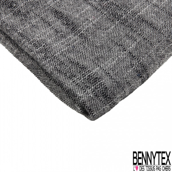 Coupon 3m Lin coton viscose chiné noir blanc