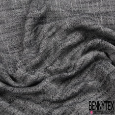 Coupon 3m Lin coton viscose chiné noir blanc