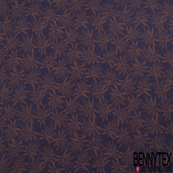 Fibranne Viscose imprimé plante pointilliste ocre fond bouton de violette