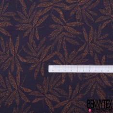 Fibranne Viscose imprimé plante pointilliste ocre fond bouton de violette