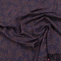 Fibranne Viscose imprimé plante pointilliste ocre fond bouton de violette