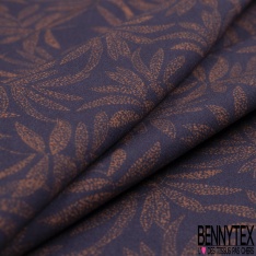Fibranne Viscose imprimé plante pointilliste ocre fond bouton de violette