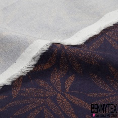 Fibranne Viscose imprimé plante pointilliste ocre fond bouton de violette