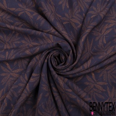 Fibranne Viscose imprimé plante pointilliste ocre fond bouton de violette