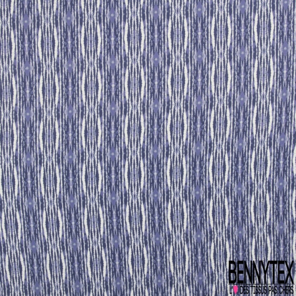 Coton façon Lin imprimé mini agrume blanc fond bleu jean