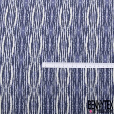 Coton façon Lin imprimé mini agrume blanc fond bleu jean