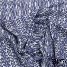 Coton façon Lin imprimé mini agrume blanc fond bleu jean