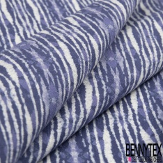 Coton façon Lin imprimé mini agrume blanc fond bleu jean