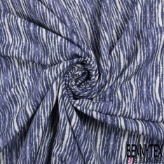 Coton façon Lin imprimé mini agrume blanc fond bleu jean