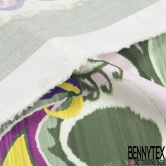 Fibranne Viscose double base gros motif cachemire fondu multicolore fond blanc lumineux